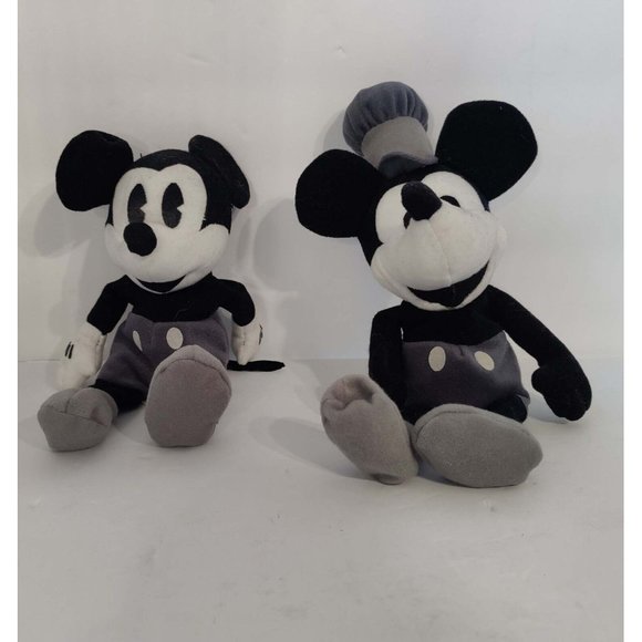 Disney Steamboat Willie & Mickey Mouse Soft Plush 10” Mini Bean Bag Lot - Picture 1 of 3